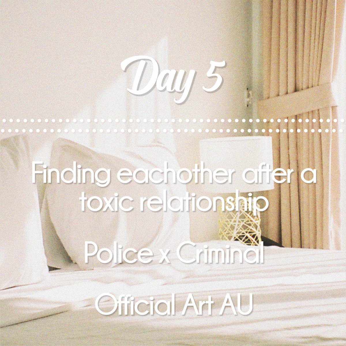 ModernEruriWeek's tweet photo. Modern Eruri Week 2023
Here are your prompts for DAY 5:
~
- Finding eachother after a toxic relationship
- Police x Criminal
- Official Art AU

Remember to tag your submissions with #ModernEruriWeek 🪴 https://t.co/Ke0zEhUNqS