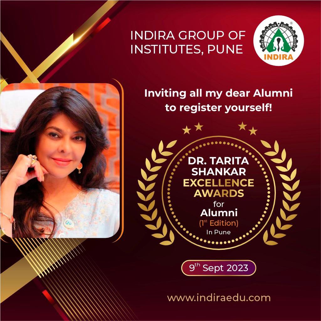 thomasraji's tweet photo. The first edition of “Dr. Tarita Shankar Excellence Awards 2023” for Alumni (1994 -2008 ) scheduled on : 

9th Sept in Pune 
27th Oct in Mumbai 

Register: https://t.co/I0Hca9CdPP

https://t.co/1aKDjbZsvI 

#AlumniAwards #ExcellenceRecognized #InspiringSuccess #AlumniCommunity https://t.co/eriMhyo09k