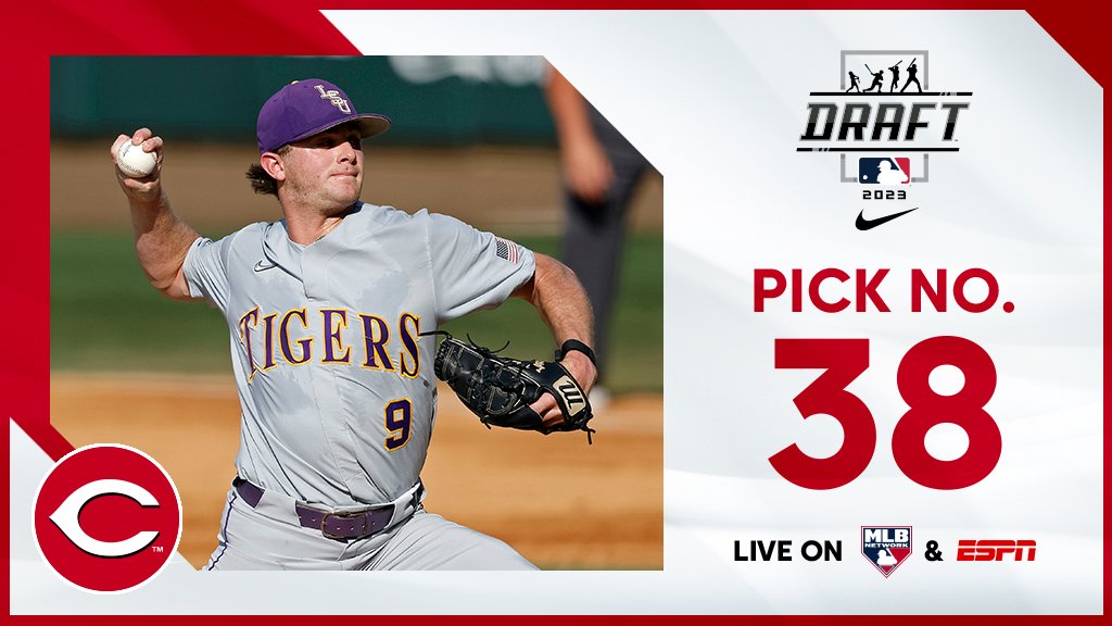With the 38th pick, the <a href="/Reds/">Cincinnati Reds</a> select <a href="/LSUbaseball/">LSU Baseball</a> right-handed pitcher Ty Floyd, No. 58 on the Top 250 Draft Prospects list.

Watch live: atmlb.com/44DKVbZ