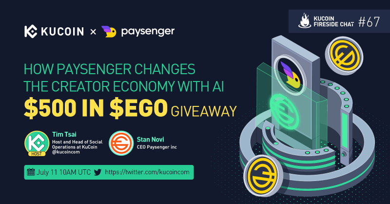 kucoincom's tweet photo. Tune into our #KuCoin fireside chat with @Ego_Paysenger as we delve into how $EGO is revolutionizing the creator economy using #AI.

🎁$500 in $EGO Giveaway (10 winners) 

1️⃣ Follow @kucoincom &amp; @Ego_Paysenger 
2️⃣ RT &amp; tag 2 friends 
3️⃣ Join the space 

✅Set a reminder