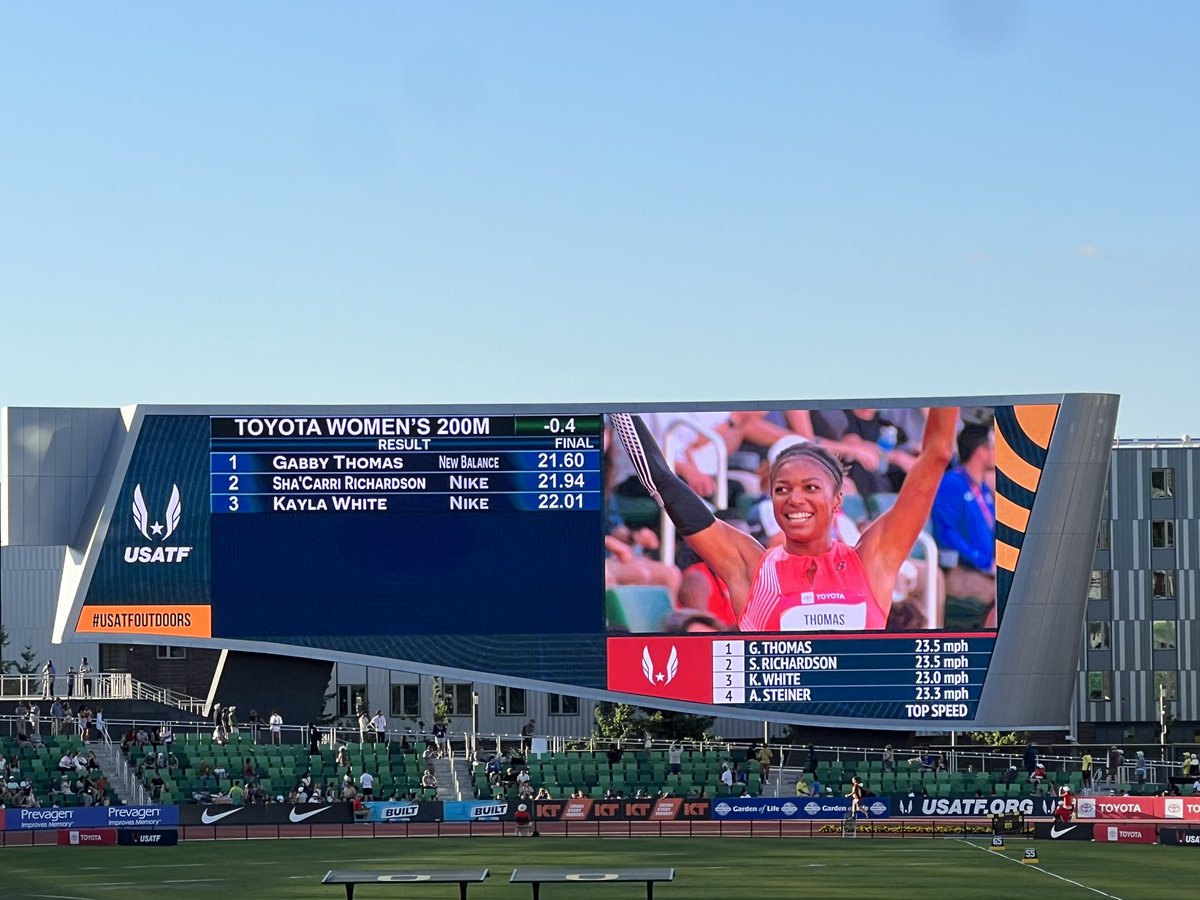 gamupdates's tweet photo. The champ as returned!! @ItsGabrielleT wins the USATF national 200m title in a lifetime best of 21.60 — only three women have ever run faster!! https://t.co/7tVbfemNYV