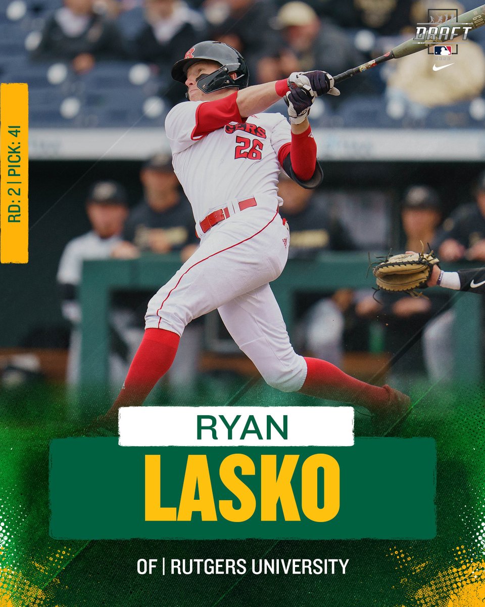 Athletics's tweet photo. With the 41st pick in the 2023 MLB Draft, we have selected Ryan Lasko from @RutgersBaseball! https://t.co/2LsJufd4Dn