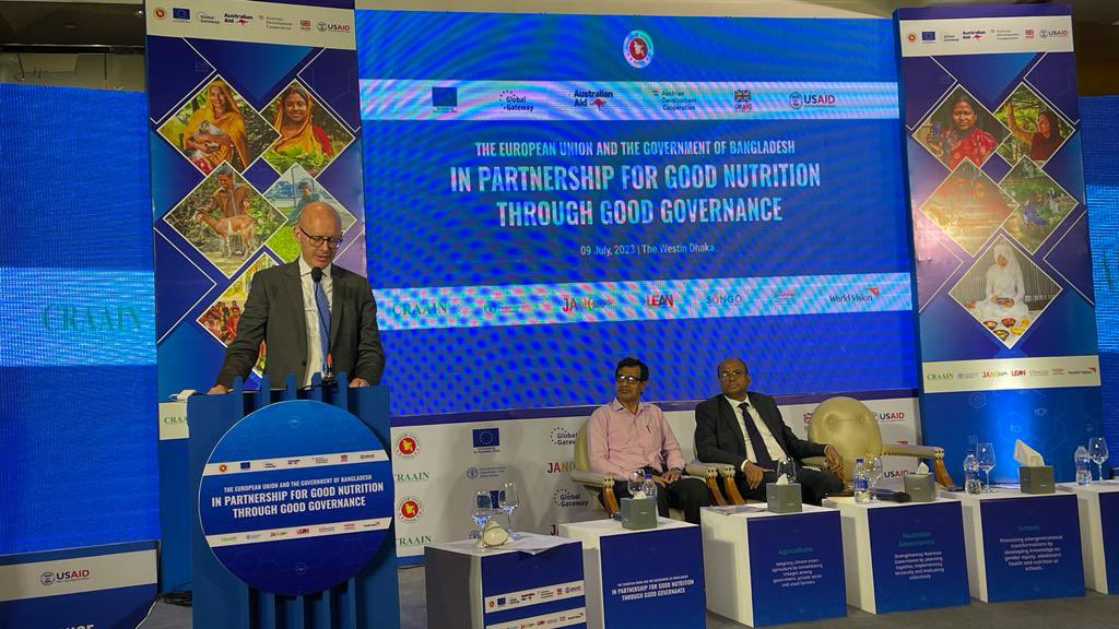 CWhiteleyEU's tweet photo. An excellent event yesterday which showcased wide-ranging progress on food and nutrition security in 🇧🇩with 🇪🇺and others’ support. Pleased to join there the Hon. Min for Agriculture, Principal Sec. to PMO, @HCSarahCooke and many government and civil society representatives. https://t.co/kyYZPUnQhz