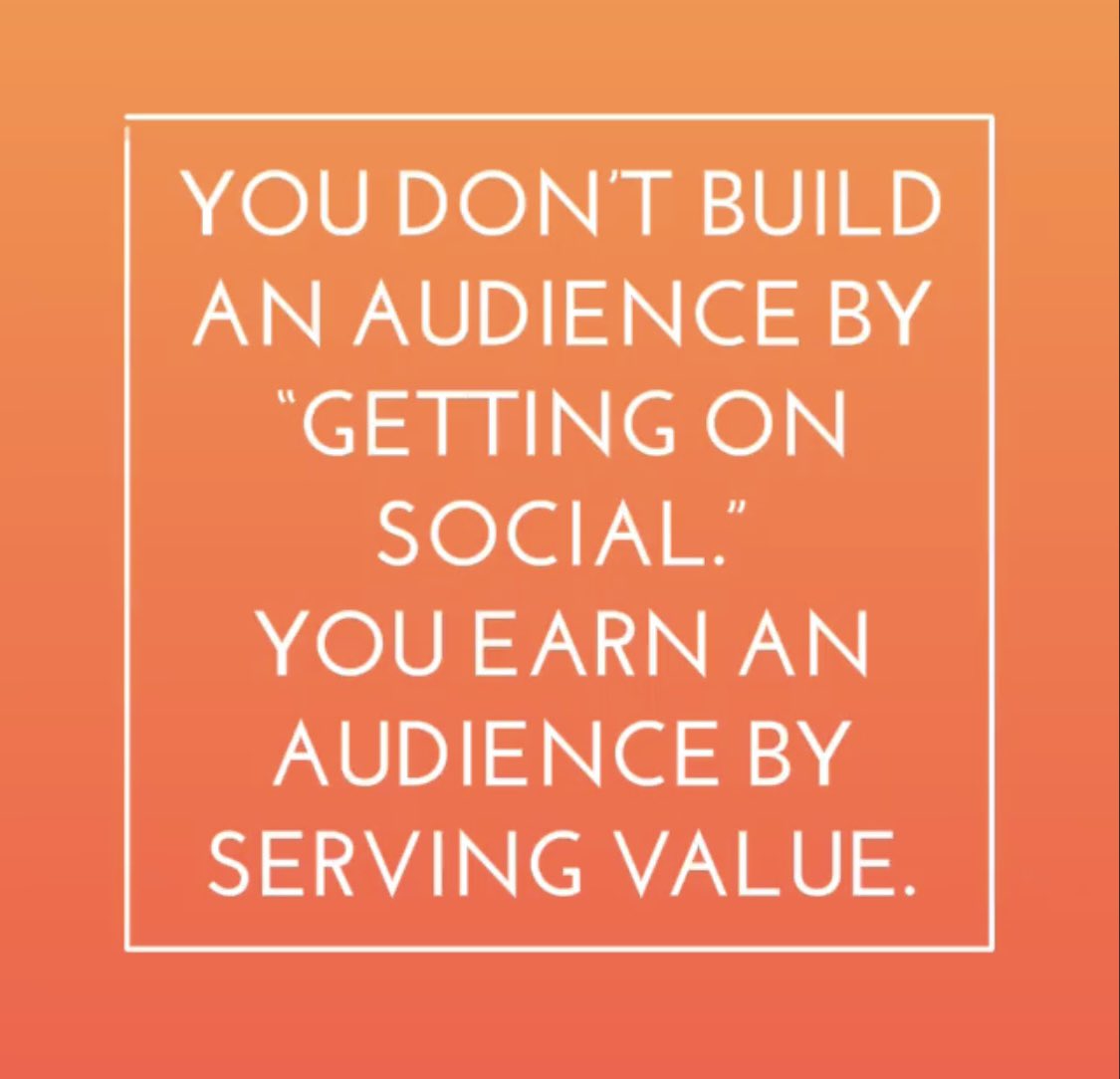 PamMktgNut's tweet photo. As you build your community on Twitter or any social network - remember… You don’t build an audience by “getting on social”. You EARN an audience by serving value!

#quotes #inspiration  #socialmediamarketing https://t.co/OHZBy53WvF