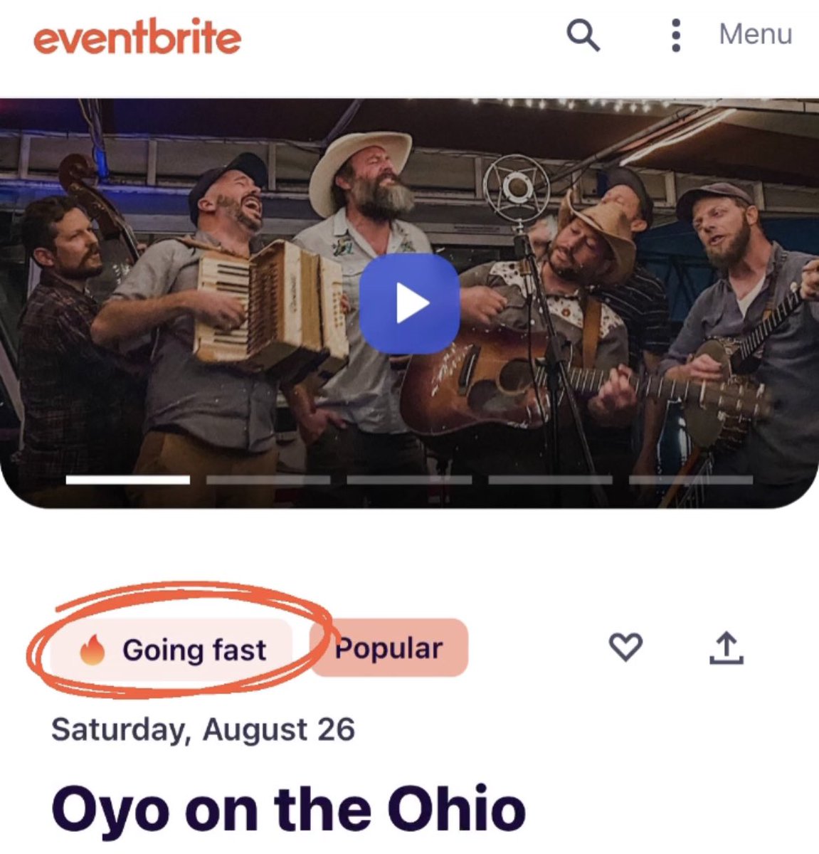 🚨Low ticket alert!🚨 Just a handful of tickets remain for our Oyo on the Ohio music cruise! If you checked earlier and it said ‘sold out’, we just released a few more. Get them at oyoontheohio2023.eventbrite.com while they last.