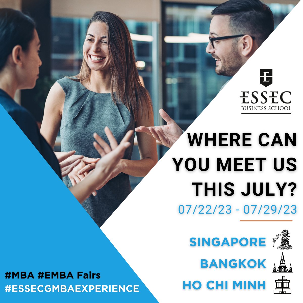 Meet us at <a href="/GMACTours/">The MBA Tour & The Master's Tour</a>' #Southeastasia events 

👉#singapore on 22 July 
Sign up: lnkd.in/g6fa54YF

👉#bangkokthailand on 27 July 
Sign up: lnkd.in/gQgB-D_9

👉#hochiminhcity on 29 July 
Sign up: lnkd.in/g2EDTreZ