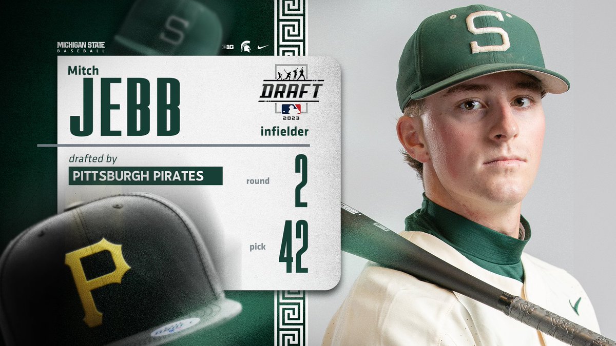 MSUBaseball's tweet photo. From East Lansing ➡️ Pittsburgh

Congrats Mitch Jebb!!

#GoGreen | #SpartansInTheBigLeagues | @jebb_mitch https://t.co/5fCJ1fjK1l