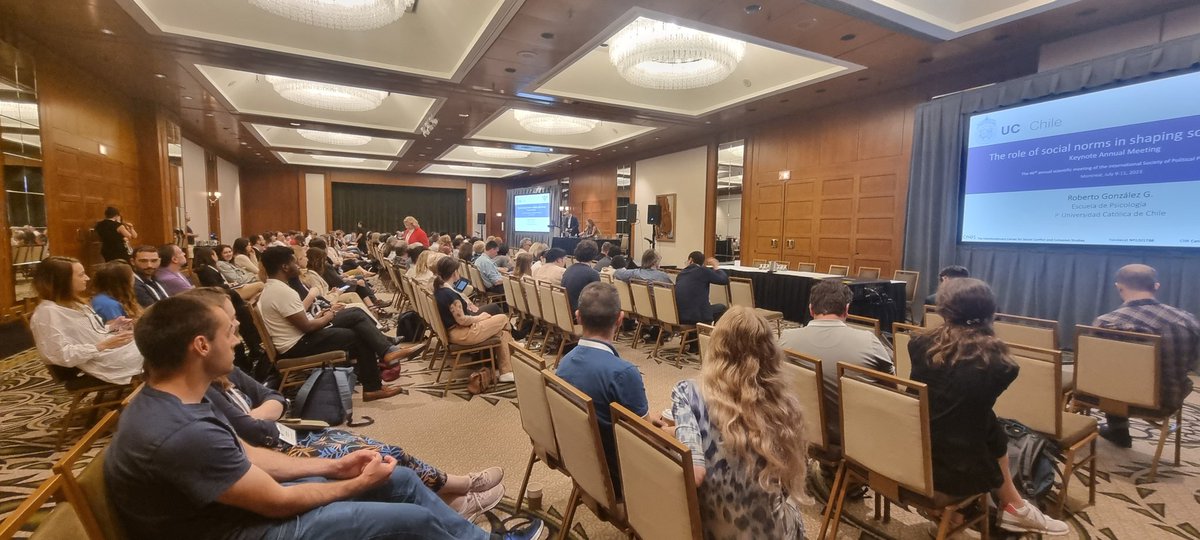 ISPP presidential speech by Roberto Gonzalez, on the role of social norm on shaping behaviour. End of a fantastic day <a href="/PolPsyISPP/">ISPP</a> #ispp2023