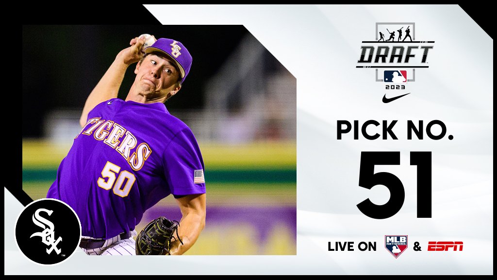 With the 51st pick, the @WhiteSox select @LSUbaseball right-handed pitcher Grant Taylor, No. 102 on the Top 250 Draft Prospects list. Watch live: atmlb.com/44DKVbZ