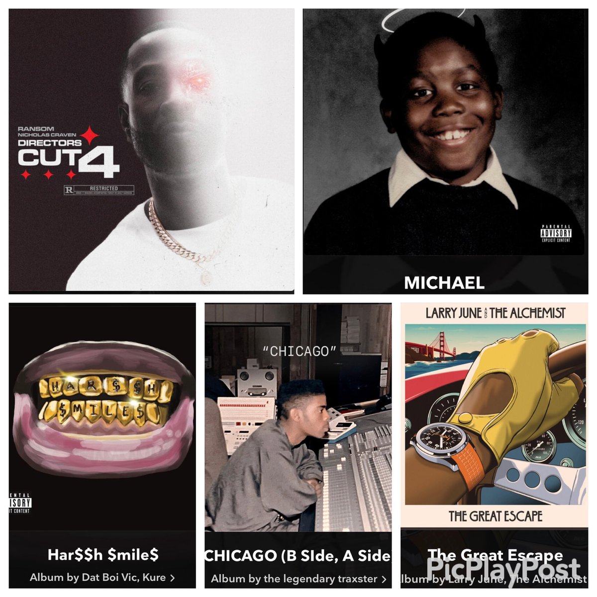 BrothaInsight's tweet photo. These are my top 5 hip hop albums of 2023 at the midway point. 1. @RansomPLS & @nicholascraven #DirectorsCut4 2. @KillerMike #Michael 3. @MUSICANDBUILDS & @boykure #Harsh$mile$ 4. @Traxster #Chicago 5. @LarryJuneTFM & @AlanTheChemist #TheGreatEscape https://t.co/wKM3Ubyfo9
