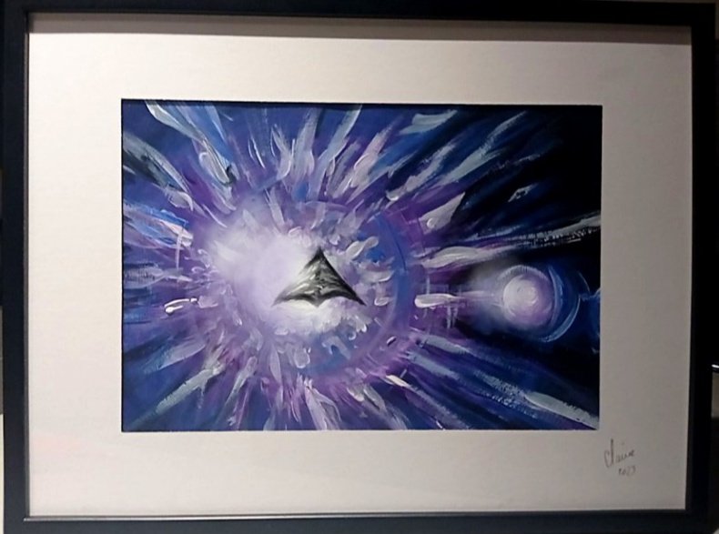 DelClaire86's tweet photo. Last painting for sale. #Stargate  available... 😊 DM Happened 🖤💜💙🤍 https://t.co/yV1qEsJsKs