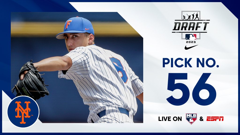 With the 56th pick, the <a href="/Mets/">New York Mets</a> select <a href="/GatorsBB/">Florida Gators Baseball</a> right-handed pitcher Brandon Sproat, No. 54 on the Top 250 Draft Prospects list.

Watch live: atmlb.com/44DKVbZ