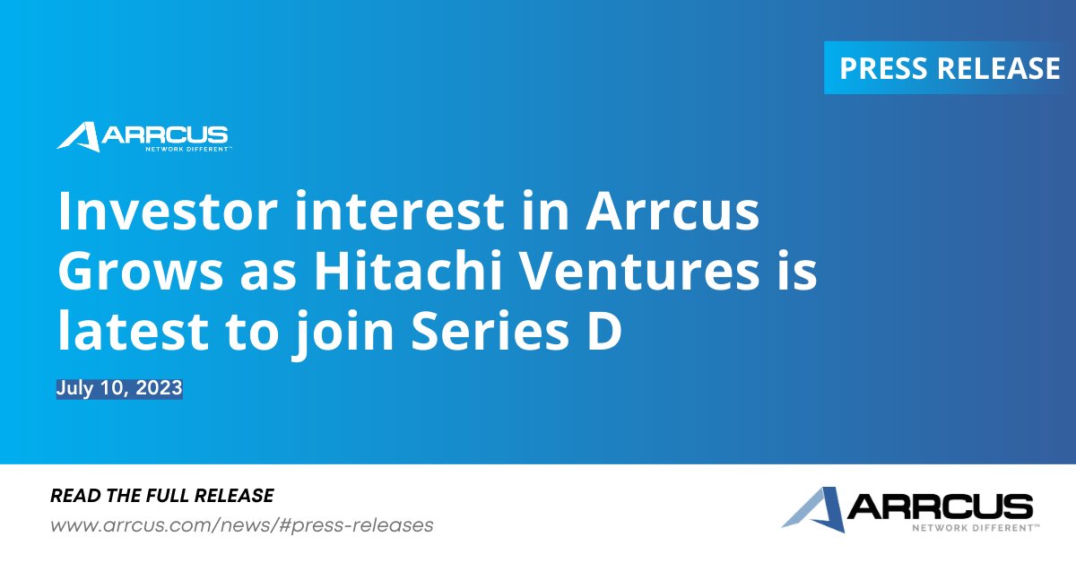 arrcusinc's tweet photo. 📣𝗣𝗿𝗲𝘀𝘀 𝗥𝗲𝗹𝗲𝗮𝘀𝗲: Arrcus is excited to announce Hitachi Ventures- the venture arm of Hitachi, as our latest investor into our Series D.  

Read More:  https://t.co/EpKajZjGqq

#ArrcusInc #NetworkDifferent #Innovation #PressRelease #Arrcus #CompanyNews #HitachiVentures https://t.co/VKwi5isBe8