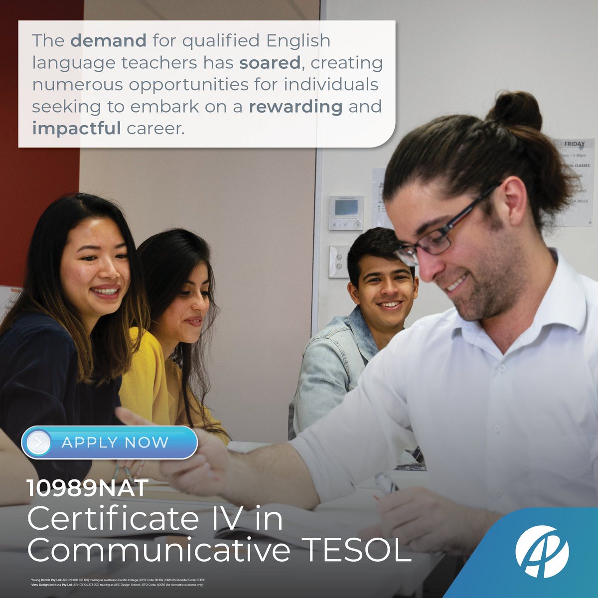 APC01331F's tweet photo. The demand for qualified English language teachers has soared, creating numerous opportunities for individuals seeking to embark on a rewarding and impactful career. Enquire about our TESOL course today: https://t.co/0ntEInX3GT 
#APC #Australianpacificcollege #TESOL https://t.co/ufKpZU8Hn7