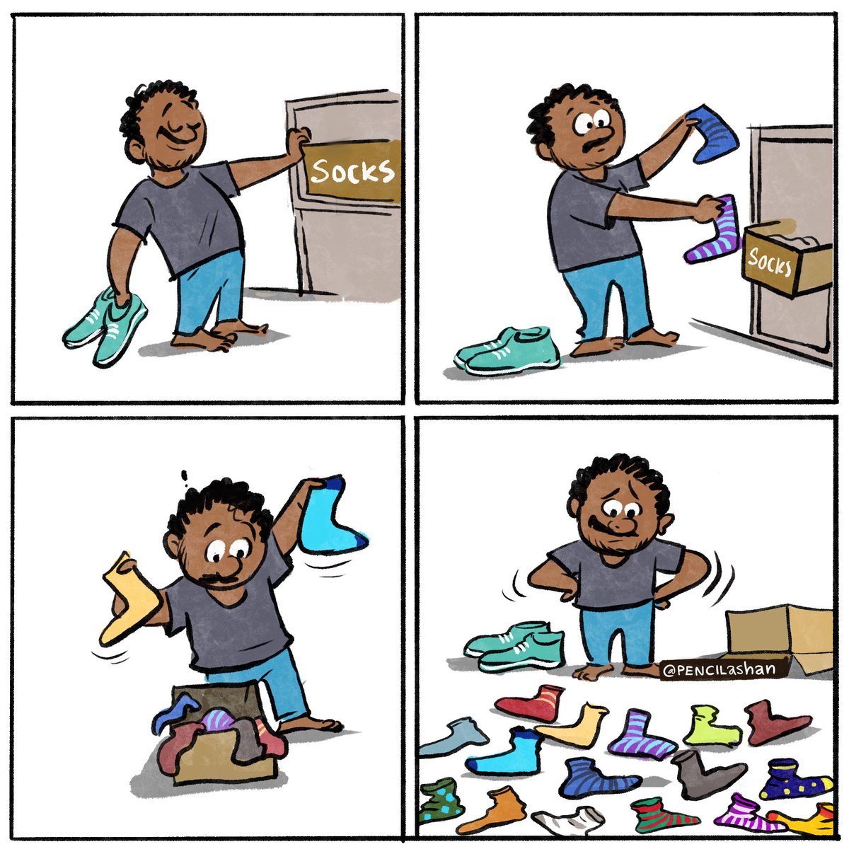 pencilashan's tweet photo. 😵‍💫😪 Always! 🤔
#socks #sockscartoon #dailylifecomic #comics #shortcomic #shortwebcomic #pencilashancomics #comicartist https://t.co/7qjEBlo16W