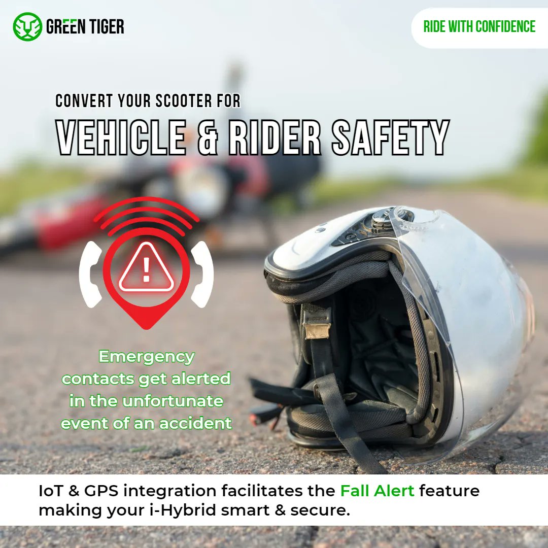 mobility_gt's tweet image. Call us at +91 79755 92377 to convert your scooter to a smart &amp;amp; secure i-Hybrid. 

#Ridewithconfidence 

#fallalert #emergencyalert #ev #electricvehicles #hybridvehicles #retrofitting #vehicleconversion #greentiger #smartbenefits
