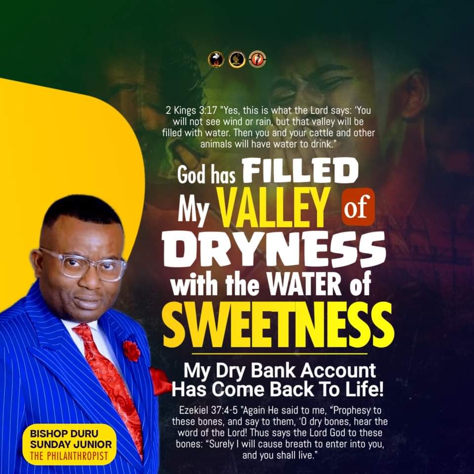 shabachnytevent's tweet photo. In my office as Prophet, I prophesy to everything in your life that represent DRY BONES and command them to LIVE again! 

Your health or that of your loved one, that is drying and dying, receives ABUNDANT LIFE, right now! Dead organs in your body, are commanded to receive LIFE at the instance of this word, in Jesus' name! 

@Bishopduru73
Bishop Duru Sunday Junior