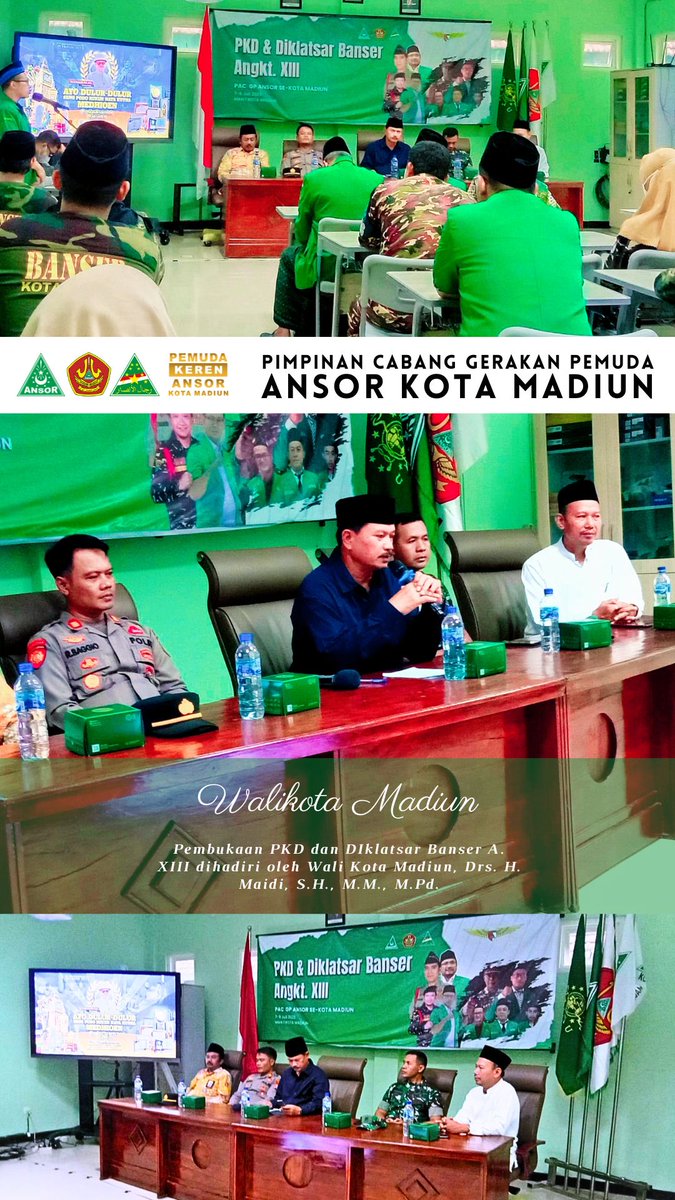 ansorbanser29's tweet photo. Bapak Wali Kota Madiun @pakmaidi memberikan harapan besar pada perkembangan Ansor Banser di Madiun Kota @PemkotMadiun disampaikan pada pembukaan PKD dan Diklatsar Banser Angkatan ke XIII PAC se-Kota Madiun di MAN 1 Kota Madiun
#solidsatukomando https://t.co/aJK23nRXBi