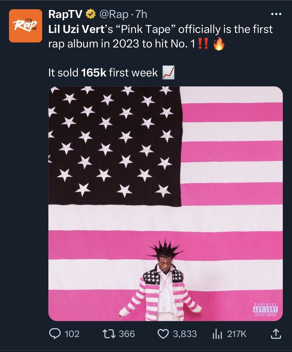nrgyro999's tweet photo. Both albums sold 165k first week, as well as going #1
Wish these two had more songs together ๐ข
#juiceWRLD #pinktape #DRFL #deathraceforlove #9994L #liluzi #liluzivert #LLJW https://t.co/ZtwxN5GTsJ