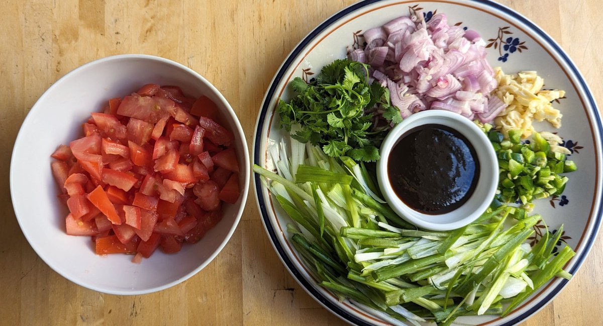 My take on the #Vietnamese cá chiên xốt cà chua/fried fish in tomato sauce, inspired by the #Peranakan/Nyonya cuisine of #Indonesia, #Malaysia &amp; #Singapore. Tamarind &amp; tomatoes make this dish sing. Voilà, my take on fried fish in tomato sauce! Find me on Threads, same handle.