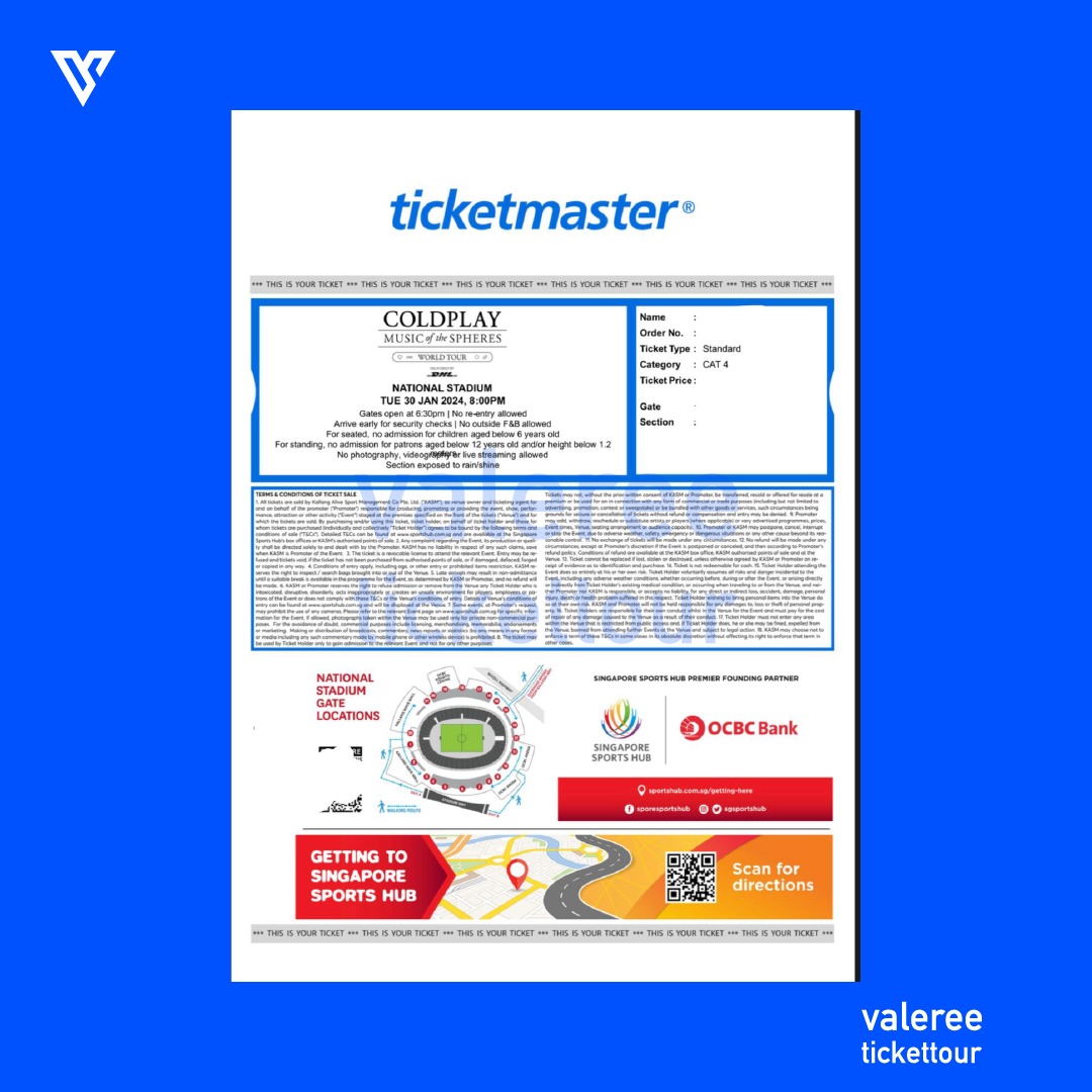WTS Coldplay MOTS Tour in Singapore
Cat 4

Tue, 30 Jan 2024
Price : DM ur offer
Seat : 13, 14 bersebelahan

Stock : 2 Tiket Cat 4
 @valereetickettour #ColdplaySingapore #Coldplay #wtscoldplay #jastipcoldplay #coldplayjastip #ColdplayinSingapore