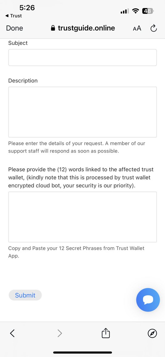 LeoKoin's tweet photo. @TrustWallet should I trust @Trustwallet_cst ? They are asking for my private keys https://t.co/MItOy03uK4