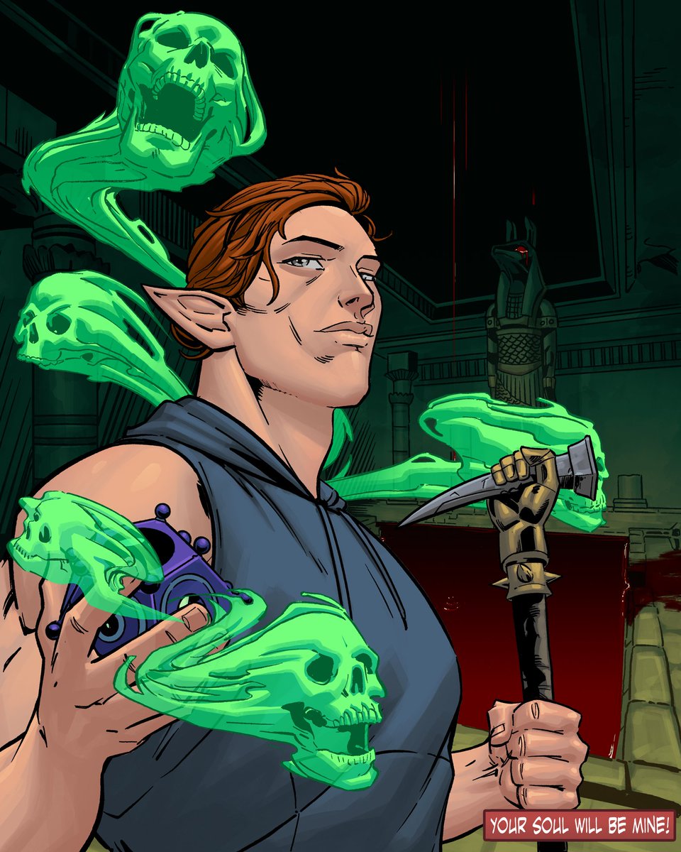 In the hallowed halls of an ancient Egyptian tomb, <a href="/HV_Origins/">Mark McKenna's Heroes & Villains (NFT, P2E)</a> #64 awakens. An Elf villain, wielding a mighty War Hammer and the power to bind souls in his Spirit Prison. Fear permeates the air as darkness finds its merciless champion. 
#hero #villain #nft #p2e #staking #sol