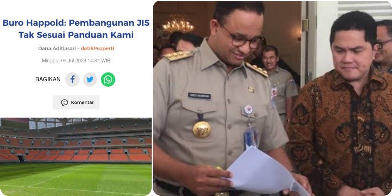 Erick Thohir Harus Penjarakan Anies Kalau Terbukti Kibuli Konsultan JIS

Buro Happold adalah sebuah perusahaan konsultan yang disewa oleh Anies Baswedan untuk membangun stadion bertaraf internasional di Jakarta yang uangnya pinjam dari Pemerintah Pusat. Perusahaan konsultan itu