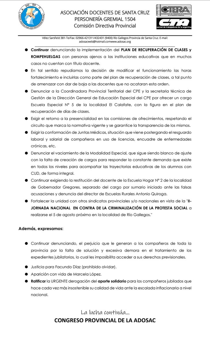 ADOSAC Provincial tweet media