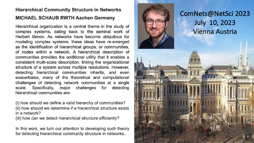 HocineCherifi's tweet photo. @fede7j #Comnets @netsci2023 is ready for the First Speaker. Joinus in Seminarraum 2 at 09:00 AM !
Check the program:
https://t.co/I1U8x1R7ty https://t.co/tPXsZSNHOs