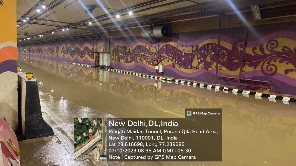 dtptraffic's tweet photo. Traffic Alert
Movement of traffic is restricted at Pragati Maidan tunnel due to waterlogging. Commuters are advised to plan their journey accordingly. https://t.co/NFdQt7TYN2