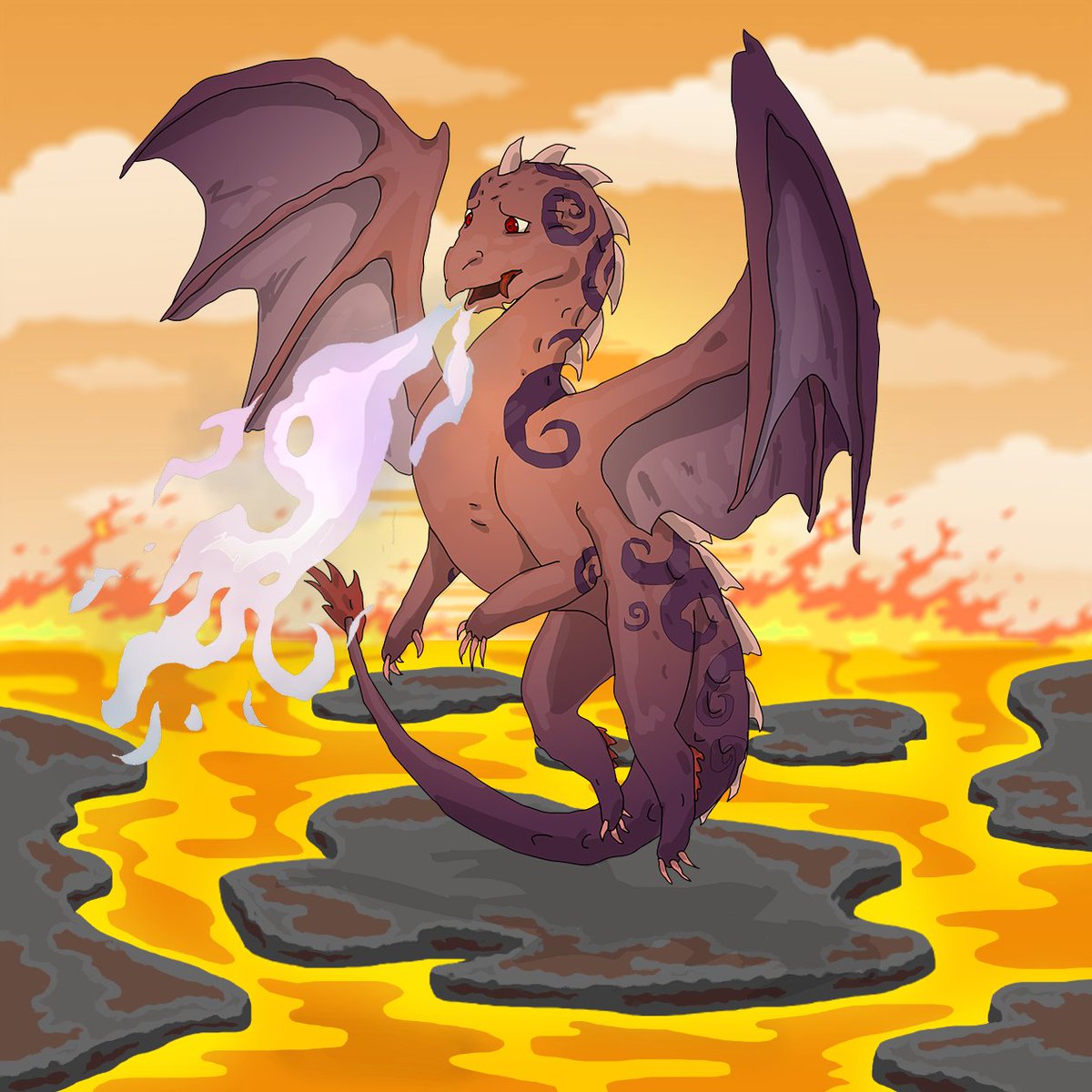 WhelpsNFT's tweet photo. Amidst fiery realms, @WhelpsNFT #18 the Inferno breed soars. Guardians of communities, they tame wild beasts and wield cosmic breath to quell infernos. Legends echo by the Lava Lake, where dragons reign. 
#DragonRacing #Whelps #Slipstream #eth #PolygonNFTs https://t.co/JpMbiqq3Ev