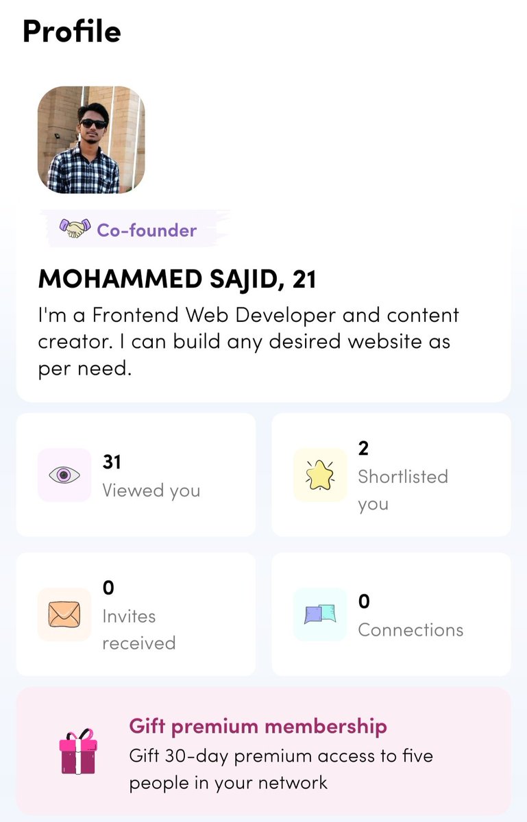 sajid_curious's tweet photo. I'm having an incredible time on @cofounderapp_ 🚀

For the last 4 hours, I've spoken with 5 amazing next-gen entrepreneurs on equity-based partnerships 🔥

@cofounderapp_ is changing the game by promoting equity-based partnerships between Founders and Consultants

 This is huge! https://t.co/oMNePJhdEy