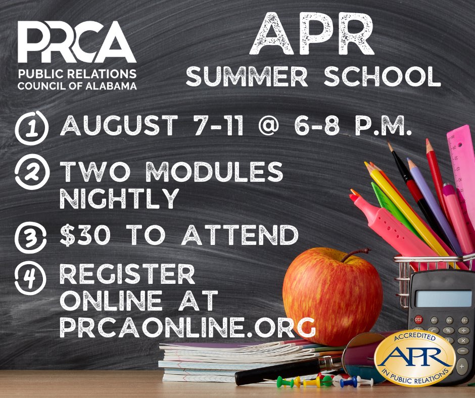 Mark Twain said, “The secret to getting ahead is getting started.” Begin your journey to #APR with <a href="/PRCA_State/">PRCA</a>’s summer jumpstart, Aug. 7-11, 6-8 p.m. We’ll cover the #PR process and KSAs. Register at prcaonline.com/APR_JumpStart. Registration is $30. Course is virtual on Zoom.