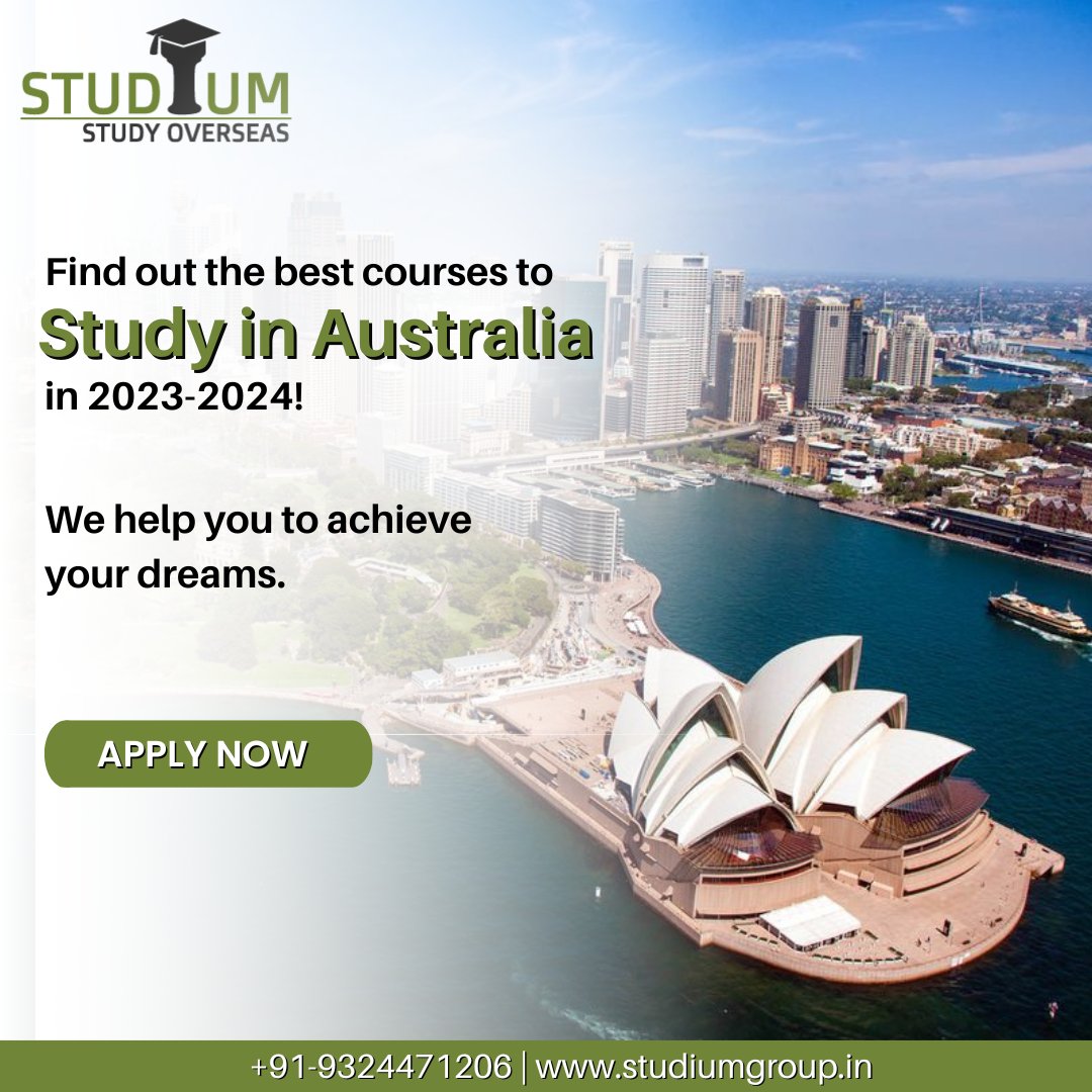 Studium_Group's tweet photo. Find out the best courses to Study in Australia in 2023-2024! 
We help you to achieve your dreams. 

Visit our Website: https://t.co/hQKnI6Xayi 

#studyinaustralia #australiastudyvisa #australiastudentvisa #australiastudies https://t.co/ssEch38IwD