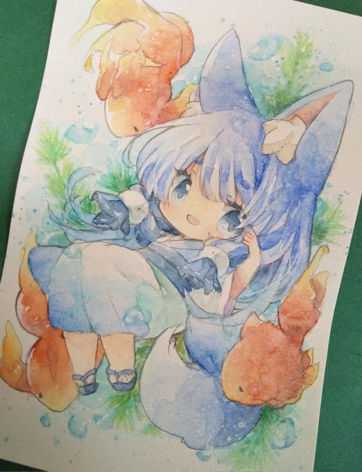 暑いからせめて絵だけでも涼しげなので…と思って青 