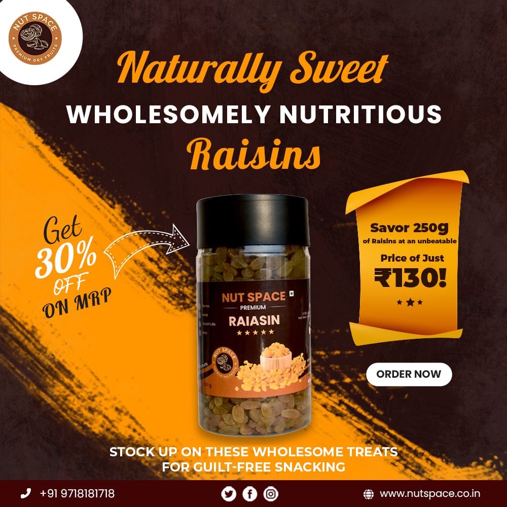 NutSpace_'s tweet image. Savor the #NaturallySweet Goodness of Nut Space Raisins at 30% Off! 🍇💯 
Don't miss this incredible offer to enjoy our premium quality raisins at an unbeatable price. Stock up on wholesome goodness today! 🛒✨ 
.
#Raisins #DiscountOffer #LimitedTimeDeal #NutSpace #HealthyLiving
