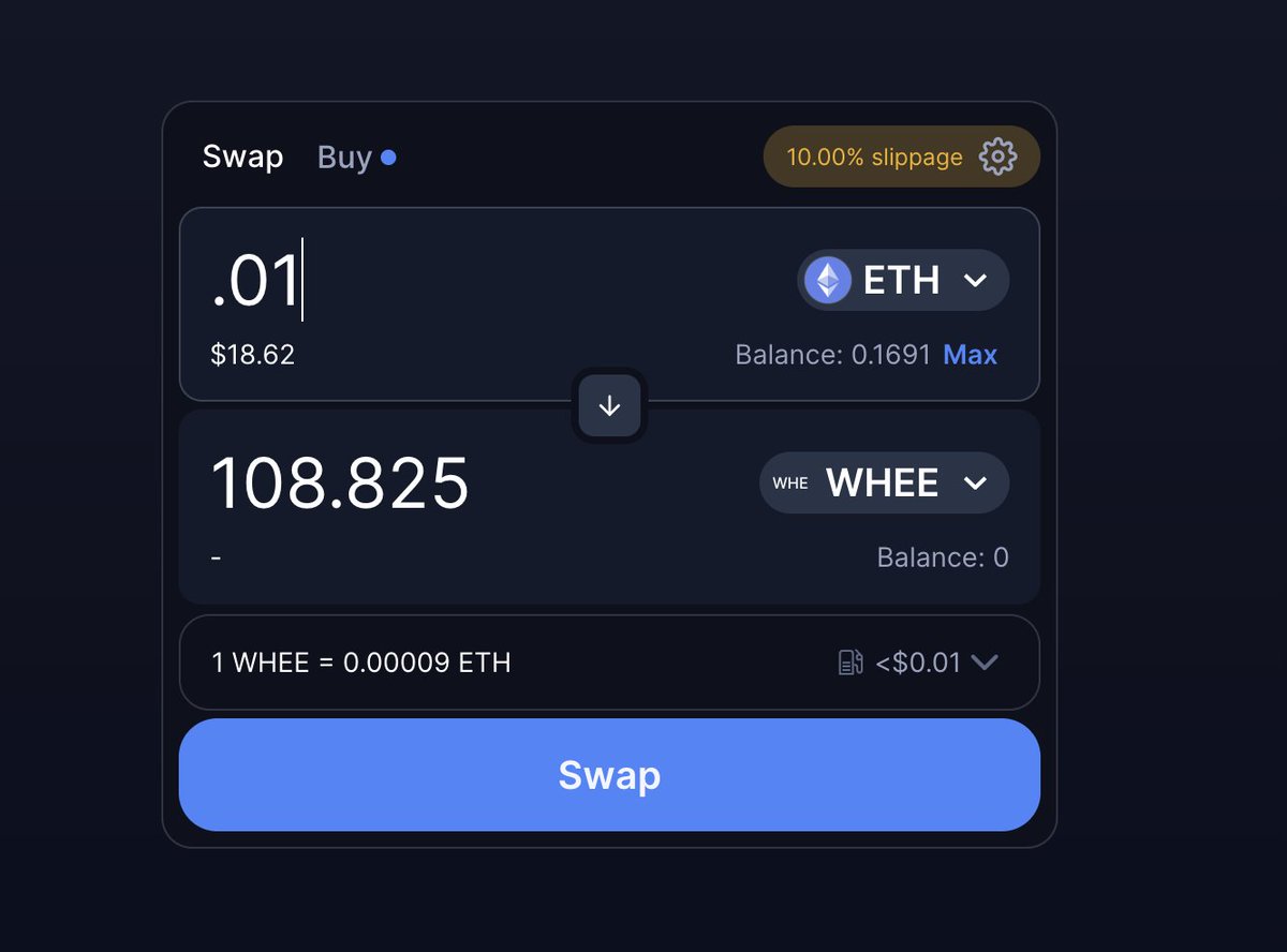 markjeffrey's tweet photo. I just successfully purchased BRC-20 $WHEE on @uniswap &amp; on the Ethereum chain. 

About a week ago, a BRC-20 <> ETH bridge appeared: someone bridged about $40K worth of $WHEE from Bitcoin to ETH and started a Uniswap pool. 

Amazing! BRC-20's on ETH. https://t.co/Ghbg4H1HKP
