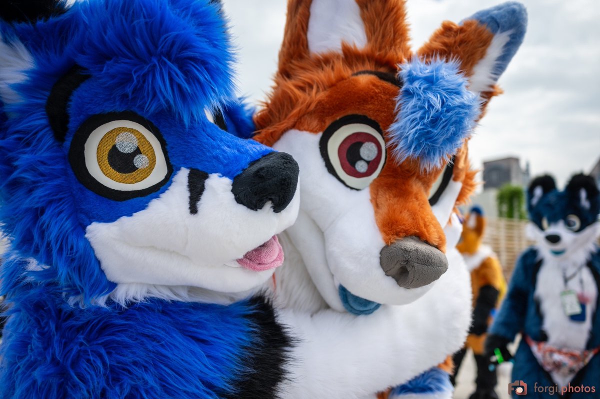 Finally got 🥞 photos at AC! He took some great photos of us so far and can’t wait to see more~ hope you all have a good week!

🟠🦊- @JukeTheWolf 
🔵🦊 - Nev (me)
📸 - @forgifuzzbutt 

#fursuit #fursuiter #fursuiting #ac2023 #anthrocon2023 #anthrocon #fursuitanyday