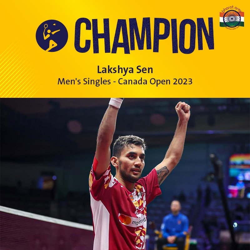 🏆🇮🇳 CHAMPION! Lakshya Sen defeated the 5th seed LI Shi Feng of China to lift the Canada Open 2023 Championship. 

🎉 Congratulations, Lakshya! 

📷 Pic belongs to the respective owners • #LakshyaSen #CanadaOpen2023 #IndiaontheRise #Badminton #TeamIndia #BharatArmy