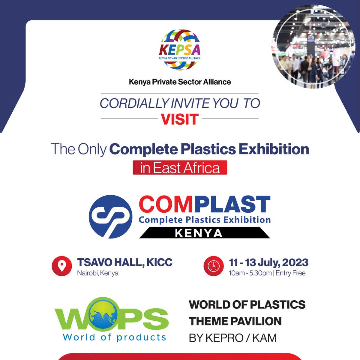 KEPSA_KENYA's tweet photo. We invite you to the Complete Plastics #COMPLAST Exhibition on July 11-13, 2023 at KICC, Nairobi

The exhibition targets 125 exhibitors from different countries globally and engaging in interaction with experts in the plastics industry.

Register 👉 https://t.co/oN9dcScfnU https://t.co/VTR6z1JanS