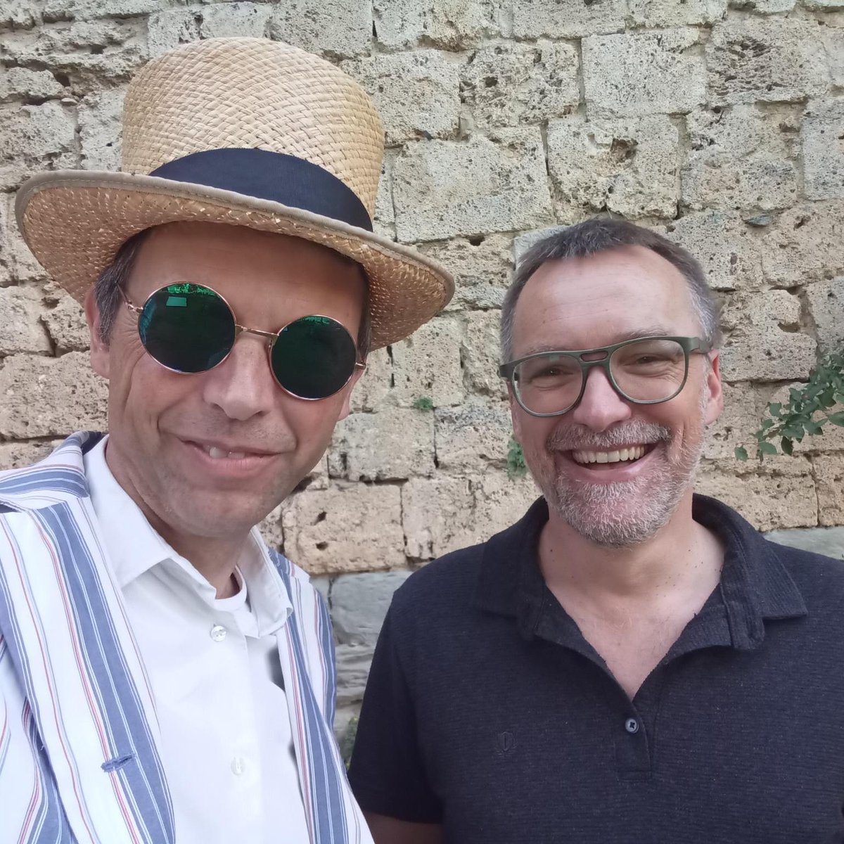 ChrFolini's tweet photo. .@maemst and I had a blast as guest at the @Piratenpartei summer camp. Thank you for the invitation.

Also: top hats are the best! https://t.co/QzYsTCw4Au