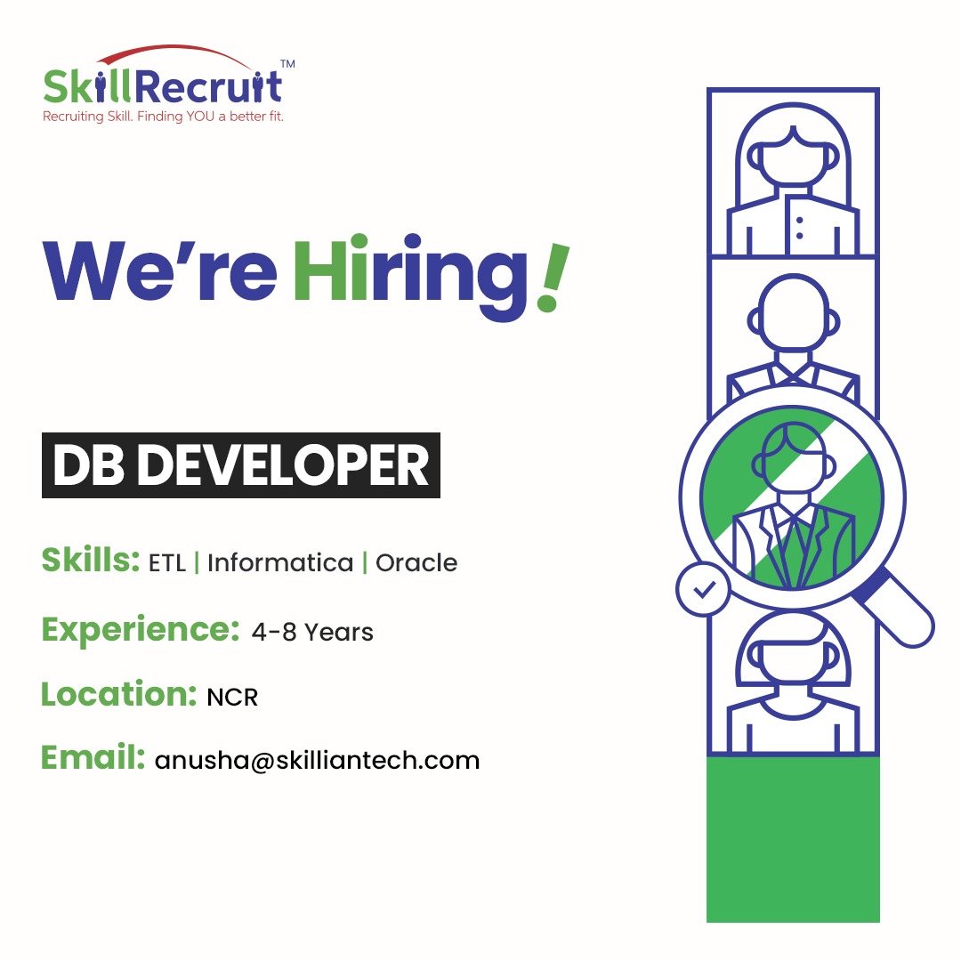 SkillRecruit's tweet image. We&apos;re Hiring!

Join our team of talented DB Developers and be part of exciting projects! 

Position: DB DEVELOPER
Skills: ETL | Informatica | Oracle
Experience: 4-8 Years
Location: NCR
Email: anusha@skilliantech.com

#skillrecruit #skilliantech #hiringnow
