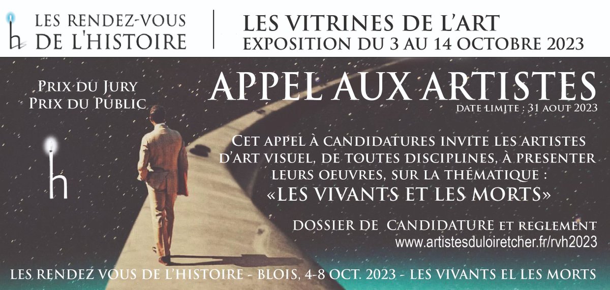 [APPEL À CANDIDATURES] Les Rendez-vous de l'histoire, en partenariat avec Les Vitrines de Blois, l'association des Artistes du Loir-et-Cher  et les galeries d’Art de Blois, organisent une exposition d'œuvres contemporaines !

👉 Pour plus d'infos, rendez-vous sur notre site web !
