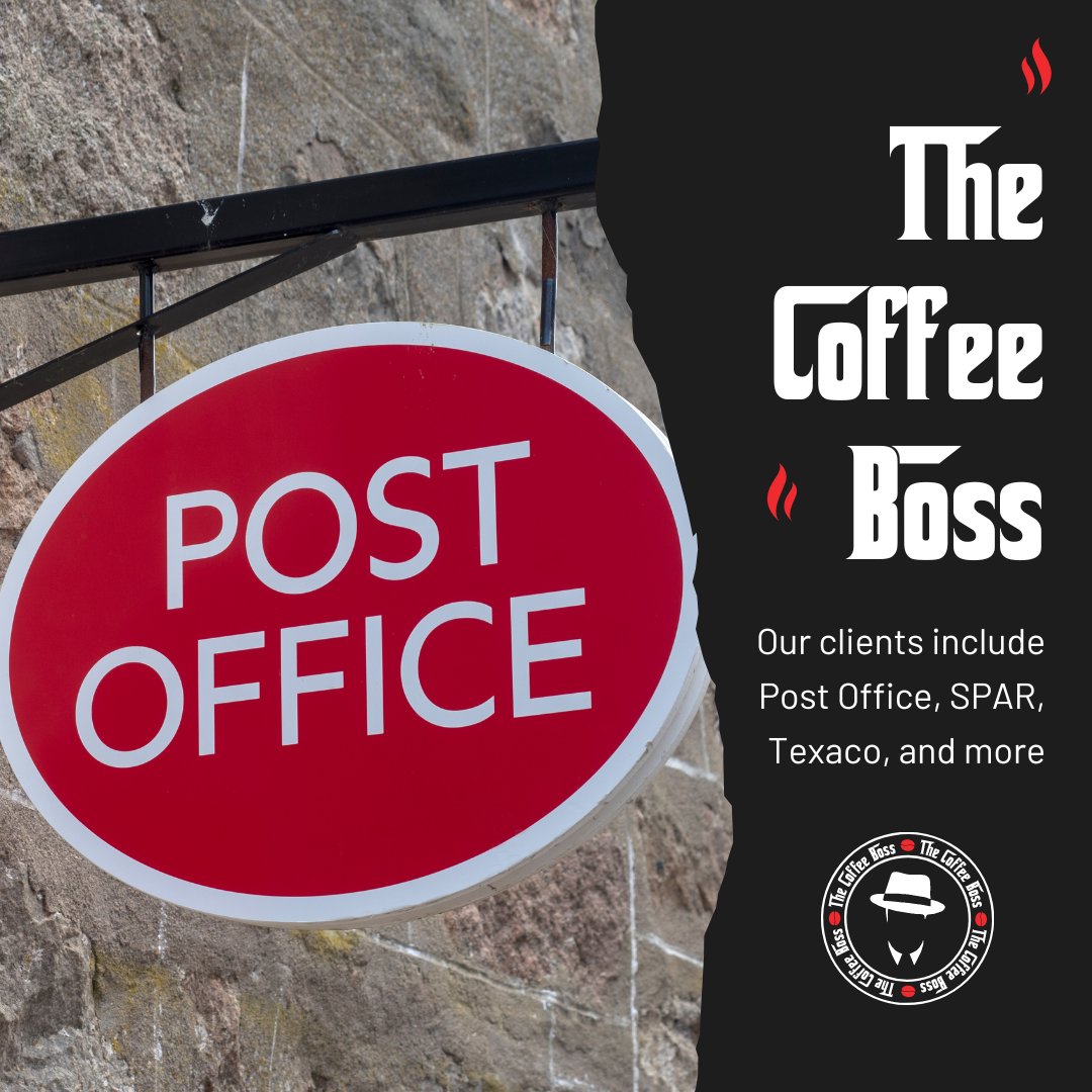We take pride in the fact that we work with a wide range of businesses, including:

👉 Pretty Little Thing
👉 Post Office
👉 Mercure Hotels
👉 Londis
👉 SPAR
👉 One Stop
👉 Co-Op
👉 Texaco

Are you ready to work with The Coffee Boss? Get in touch today 📞