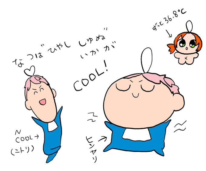 しゅぬ+レオぬい れおぬいはこどもたいおん しゅぬは青色からしてきっとヒンヤリ 
