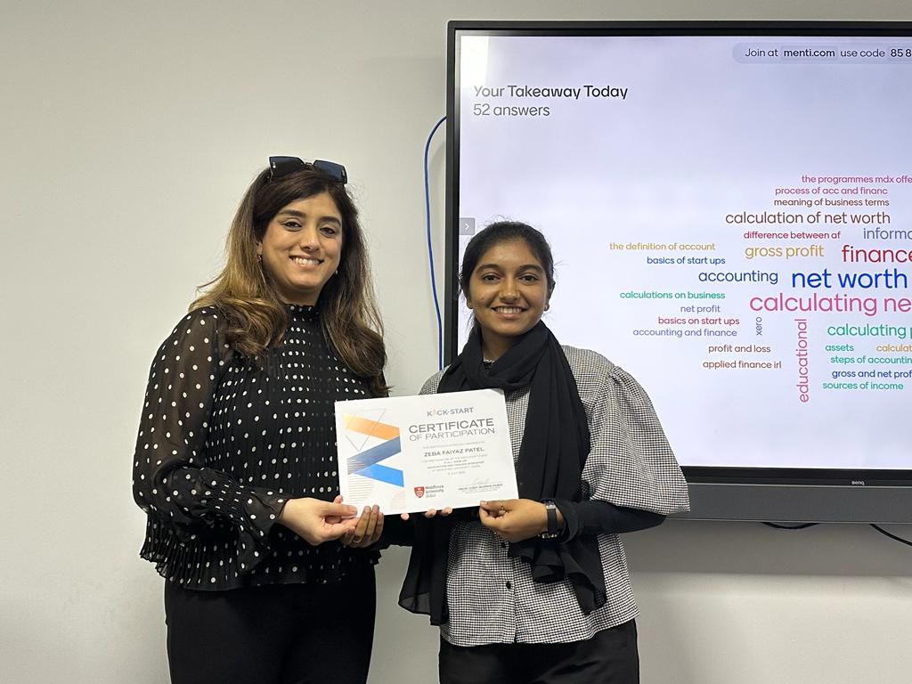 nmscareerguide's tweet image. Our largest cohort of over 57 students were a part of the @MiddlesexDubai #kickstartprogram. @gemsnms_alkhail students from Grades 10-12 and @GnmsIgcse explored different subjects and learnt key skills. Congrats Eshan on being felicitated with a voucher for a task well done!