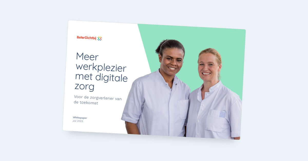 Hoe maakt digitalisering het werk van zorgverleners beter, leuker of makkelijker? Een cruciale vraag in tijden van steeds grotere arbeidskrapte en toenemende zorgvraag. 

We delen inzichten in het whitepaper "Meer werkplezier met digitale zorg".

👇👇

bit.ly/46Jxo4S
