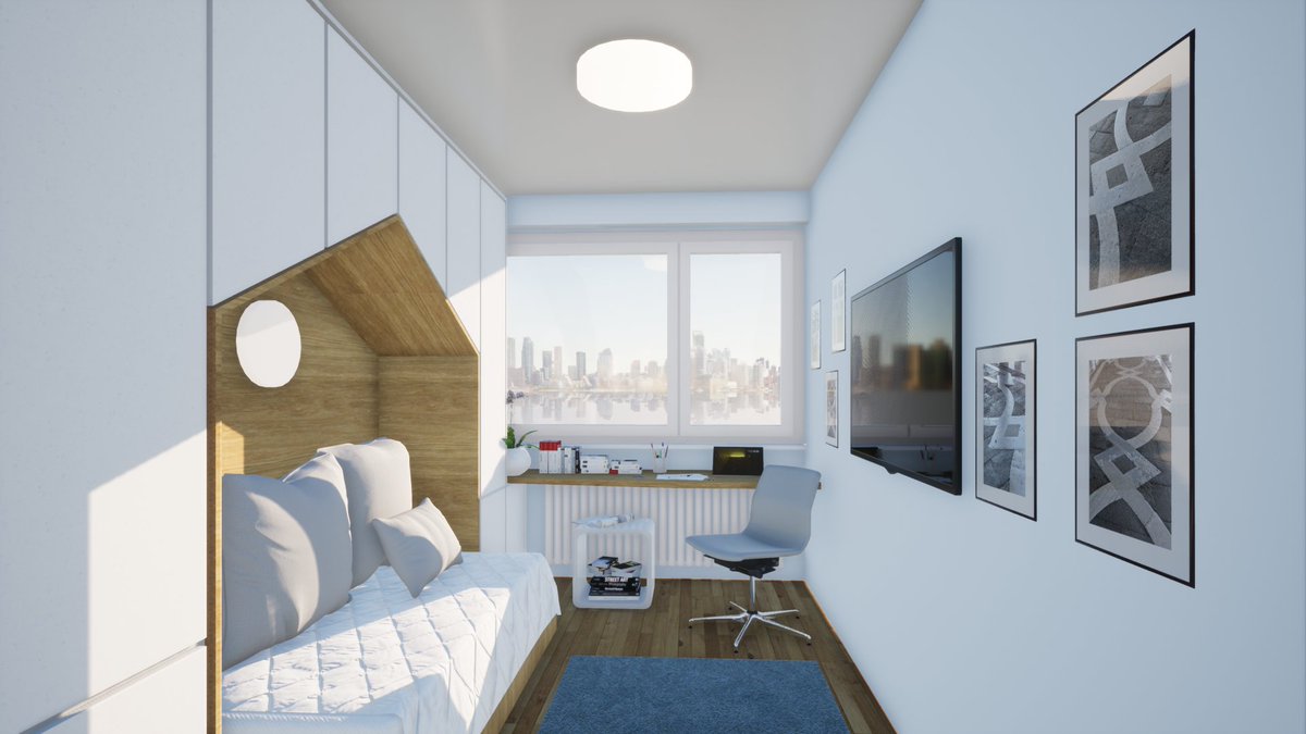 rhitekt's tweet image. 4 opcije plafona menjaju vizuelni doživljaj prostora u prosečnoj srpskoj sobi za jedno dete | #ceilingdesign #ceiling #plafon #interiordesign #enterijersobe #enterijer