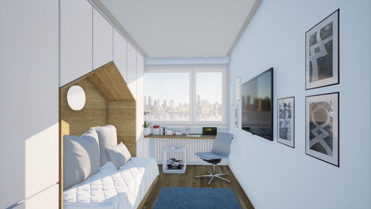 rhitekt's tweet image. 4 opcije plafona menjaju vizuelni doživljaj prostora u prosečnoj srpskoj sobi za jedno dete | #ceilingdesign #ceiling #plafon #interiordesign #enterijersobe #enterijer